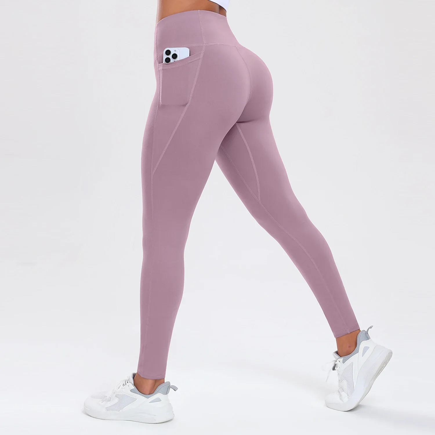 Legginsy fitness z kieszeniami modelujące pośladki i brzuch Czerwony