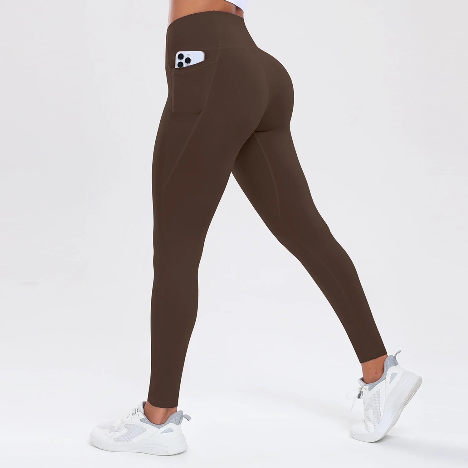 Legginsy fitness z kieszeniami modelujące pośladki i brzuch Srebrny