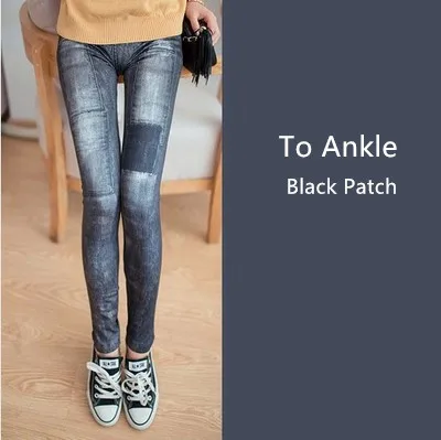 Legginsy imitacja jeansów — obcisłe spodnie damskie Fioletowy