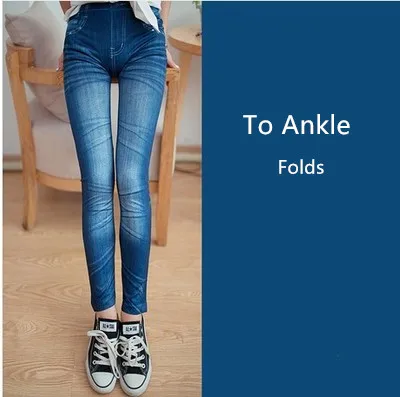 Legginsy imitacja jeansów — obcisłe spodnie damskie Niebieski