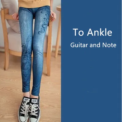 Legginsy imitacja jeansów — obcisłe spodnie damskie Złoto