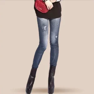 Leggingsy imitacja jeansu damskie skinny elastyczne wyszczuplające Wielo