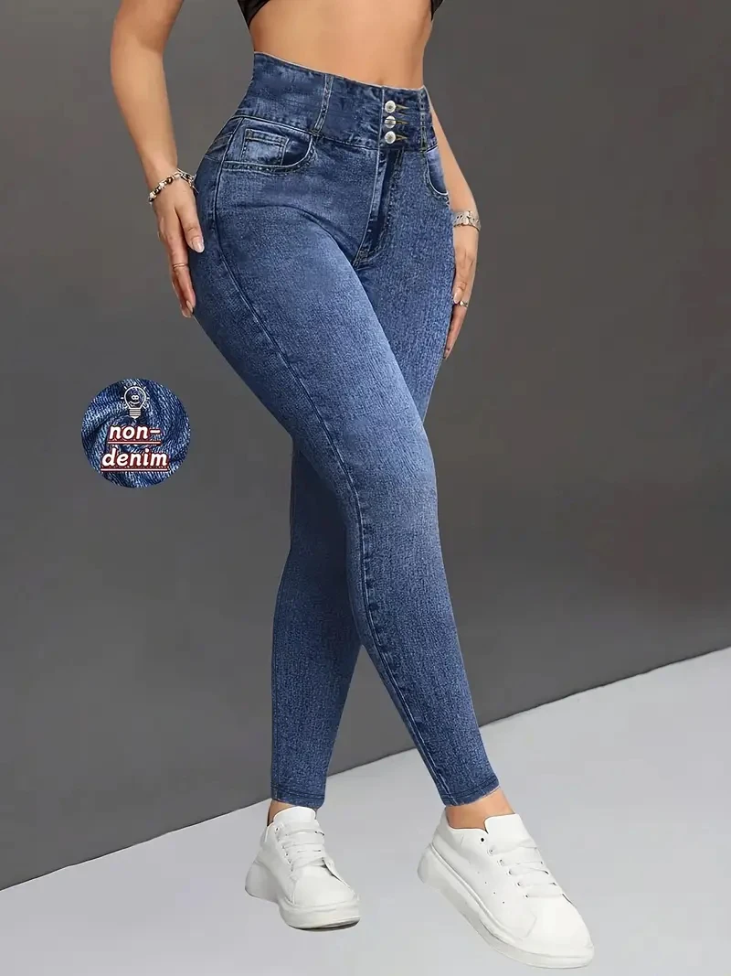 Legginsy do jogi modelujące brzuch i pośladki codzienne Niebieski