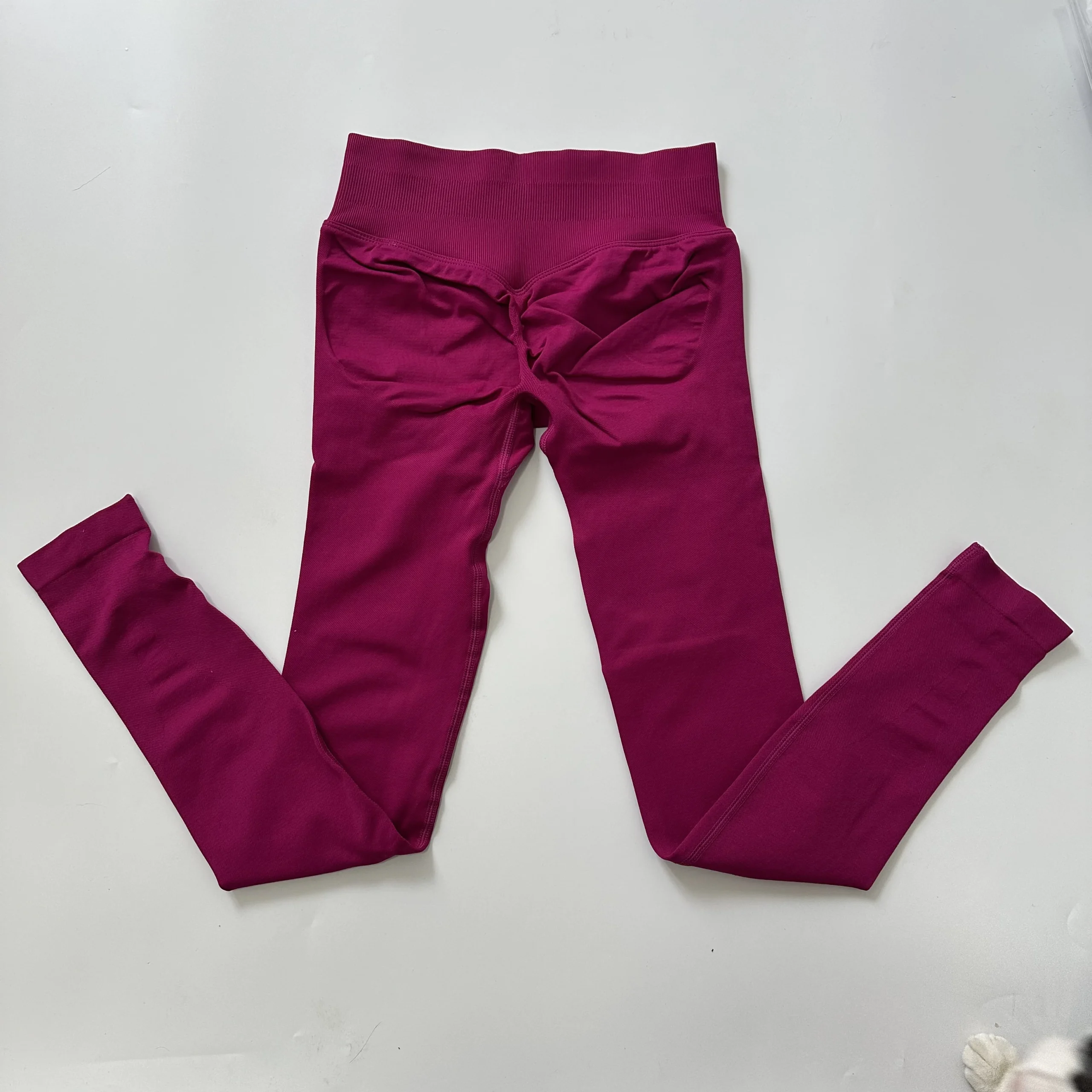Legginsy do jogi z prążkowanym pasem efekt push up bezszwowe Brokatowa zieleń