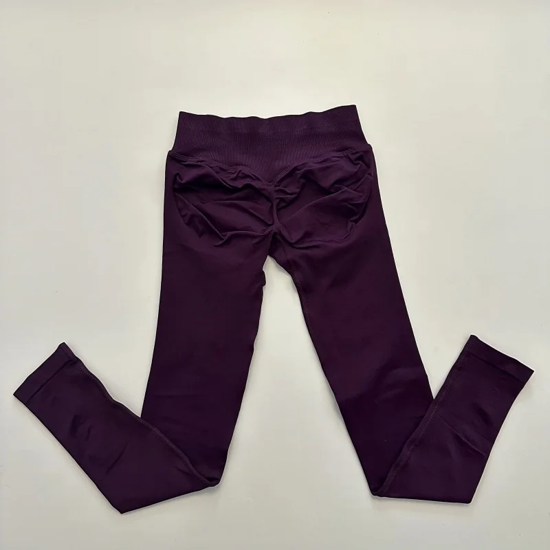 Legginsy do jogi z prążkowanym pasem efekt push up bezszwowe Zielony mech