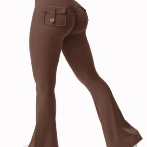Legginsy do jogi z szerokimi nogawkami i wysokim stanem Brązowy