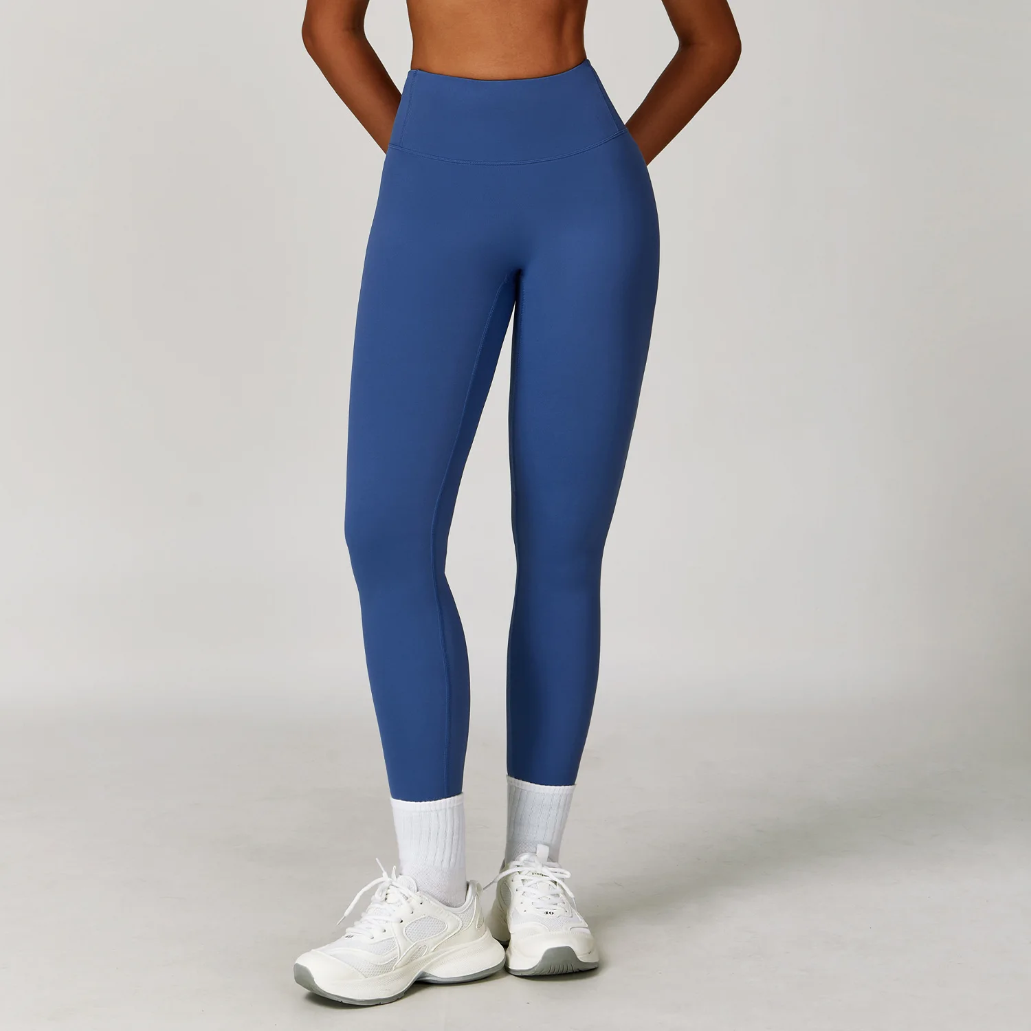Legginsy do jogi wysokim stanem Push Up sportowe fitness Atrament niebieski