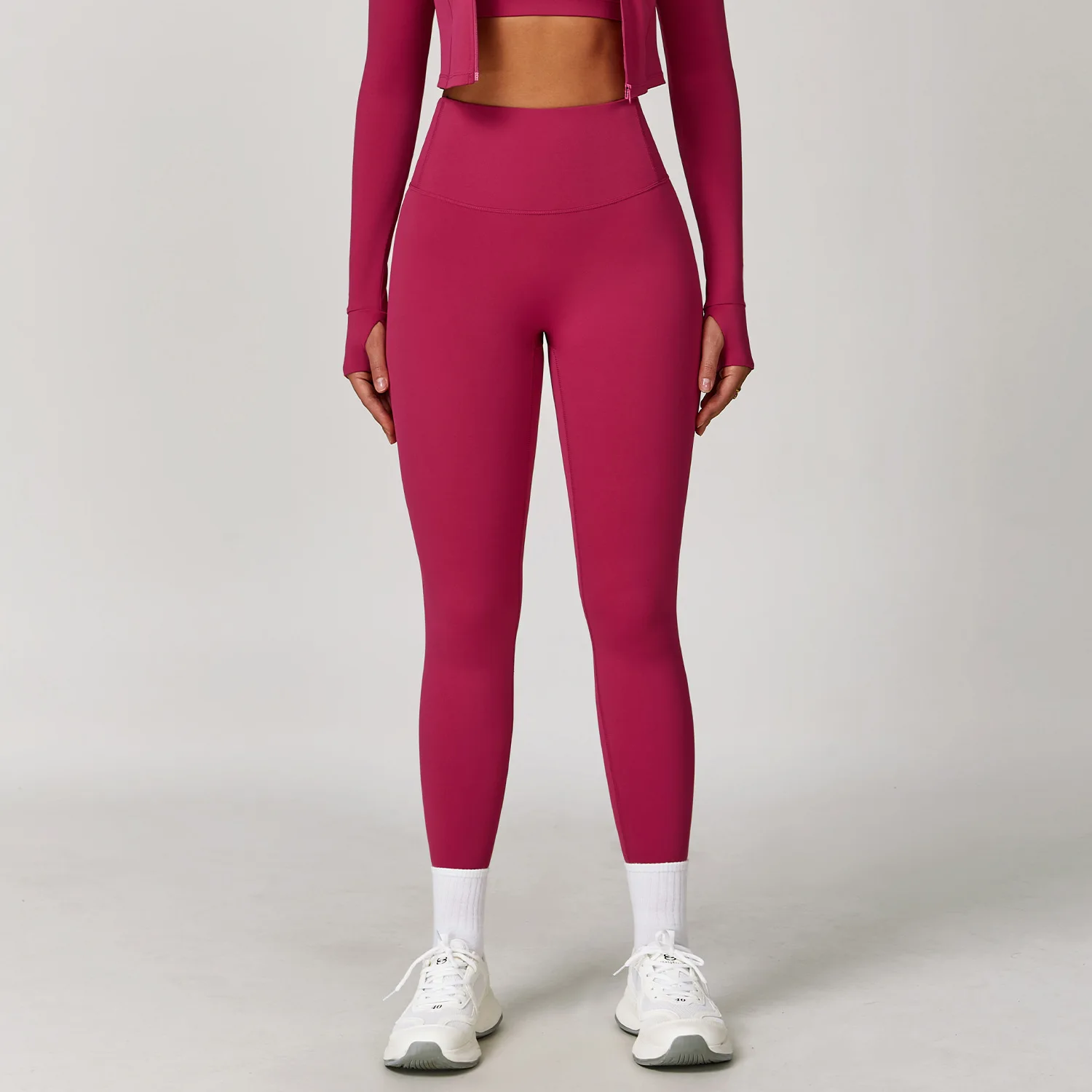 Legginsy do jogi wysokim stanem Push Up sportowe fitness Fiołki