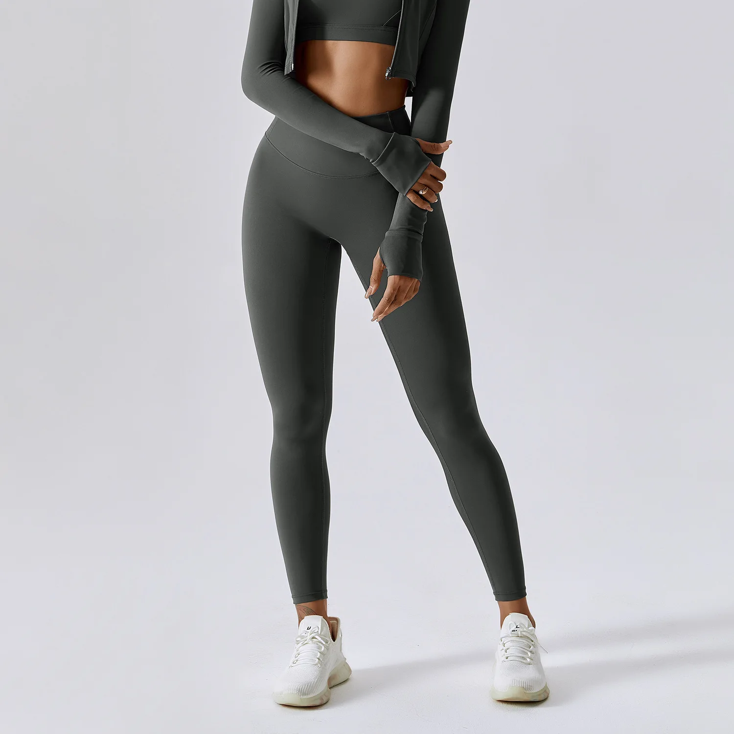 Legginsy do jogi wysokim stanem Push Up sportowe fitness Lawenda