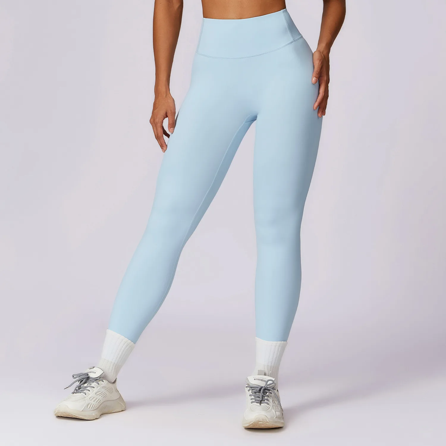 Legginsy do jogi wysokim stanem Push Up sportowe fitness śnieżna niebieska