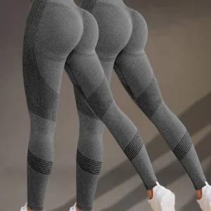 Legginsy damskie do jogi z efektem push-up i wysokim stanem Szary