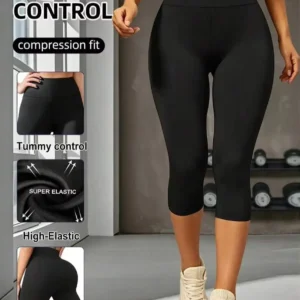 Legginsy kompresyjne 7/8 do jogi i biegania Czarny
