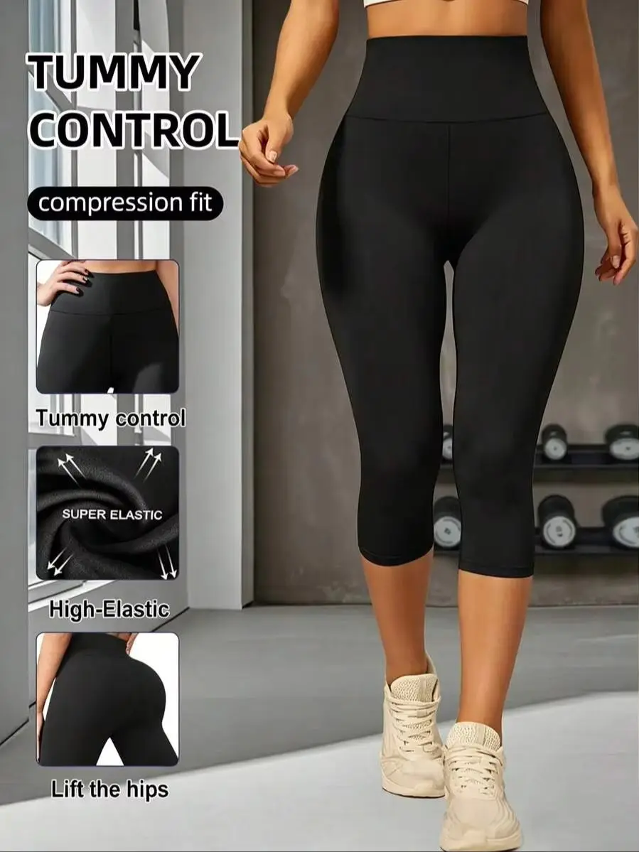 Legginsy kompresyjne 7/8 do jogi i biegania Czarny