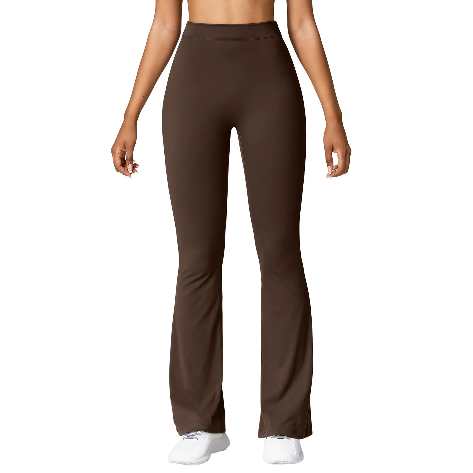 Legginsy mikro-prążek V-back Push Up z wysokim stanem Brązowy