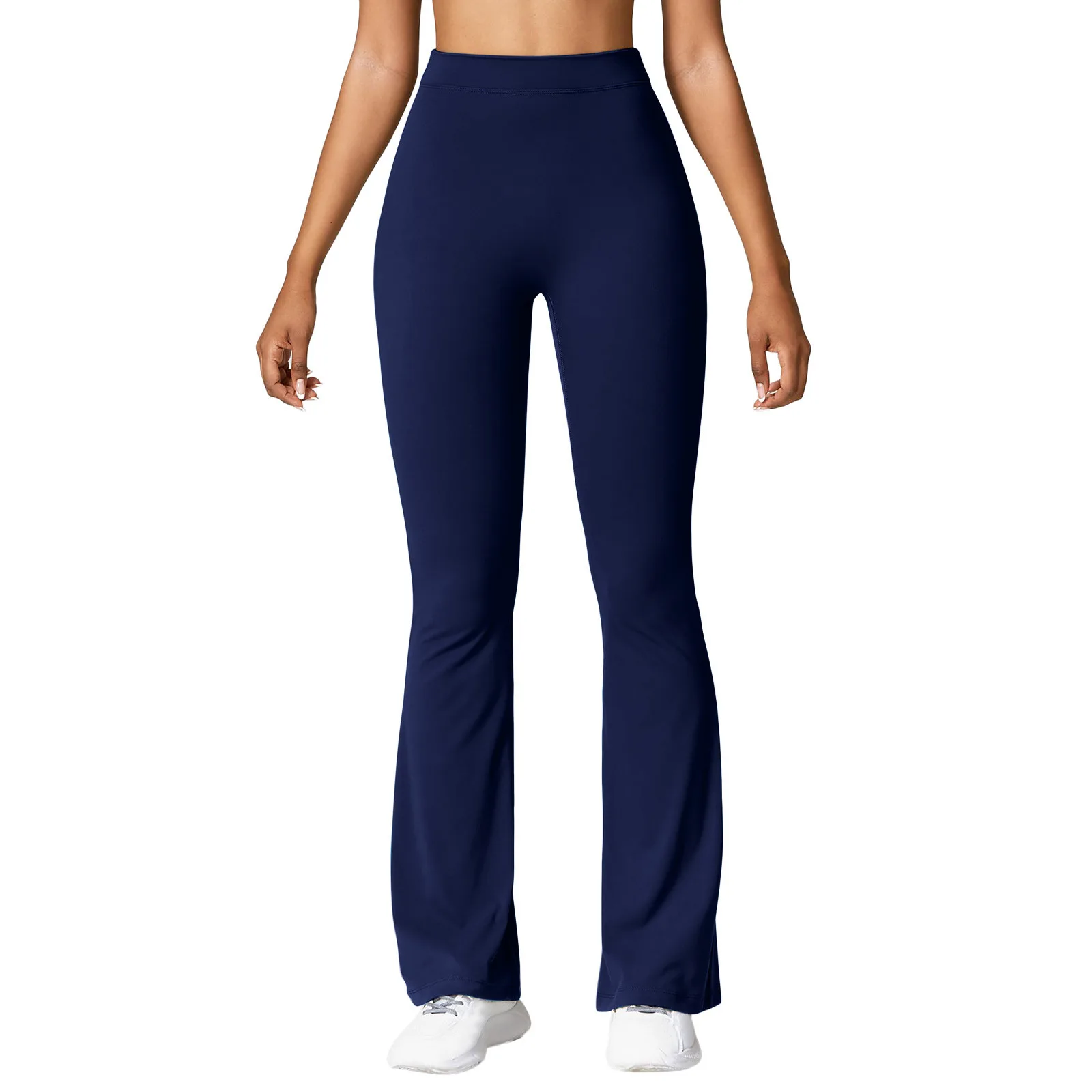 Legginsy mikro-prążek V-back Push Up z wysokim stanem Granatowy
