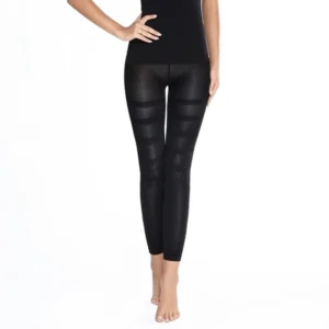 Legginsy modelujące bez stóp wysoki stan kontrola nóg i brzucha Czarny