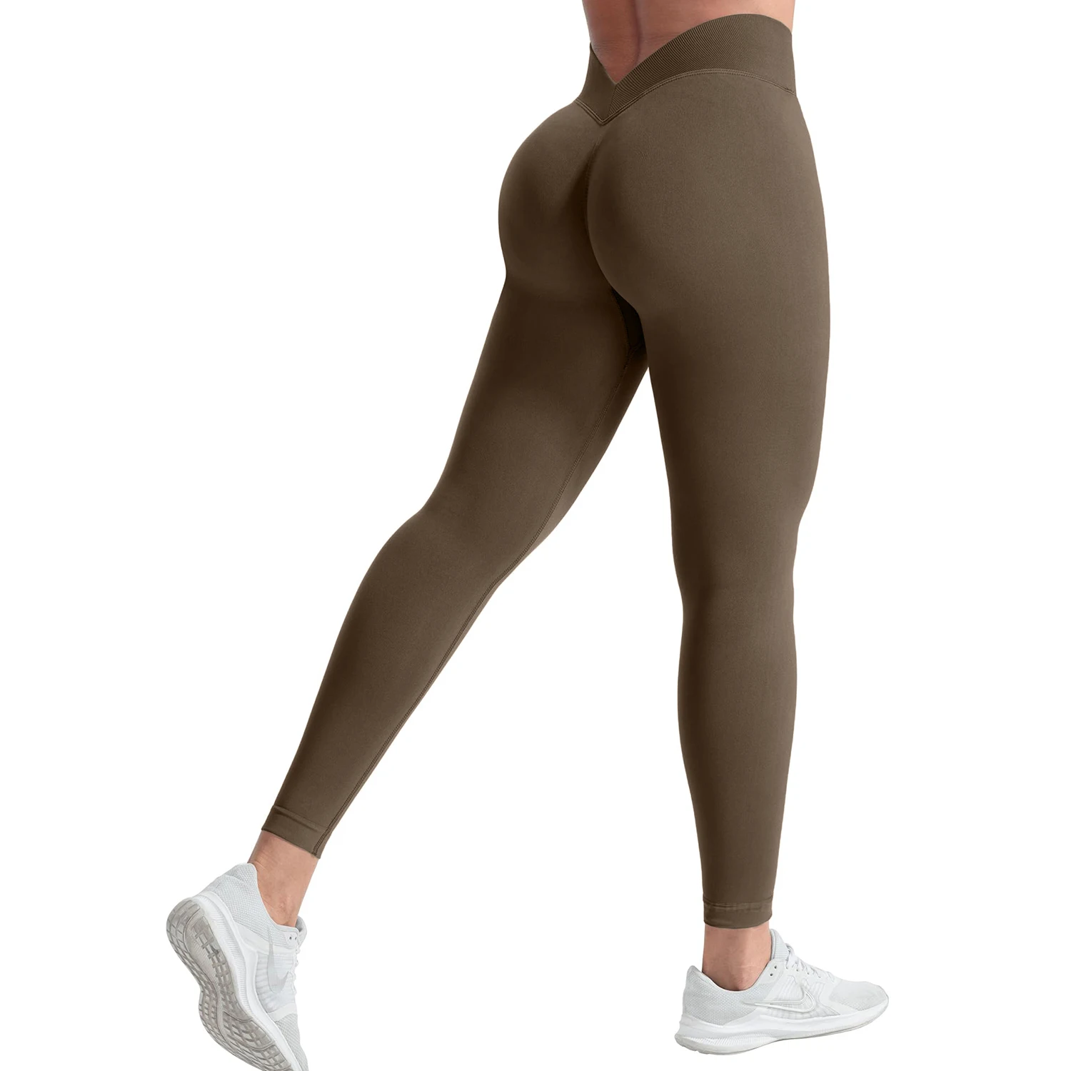 Legginsy modelujące do jogi z kontrolą brzucha Brązowy