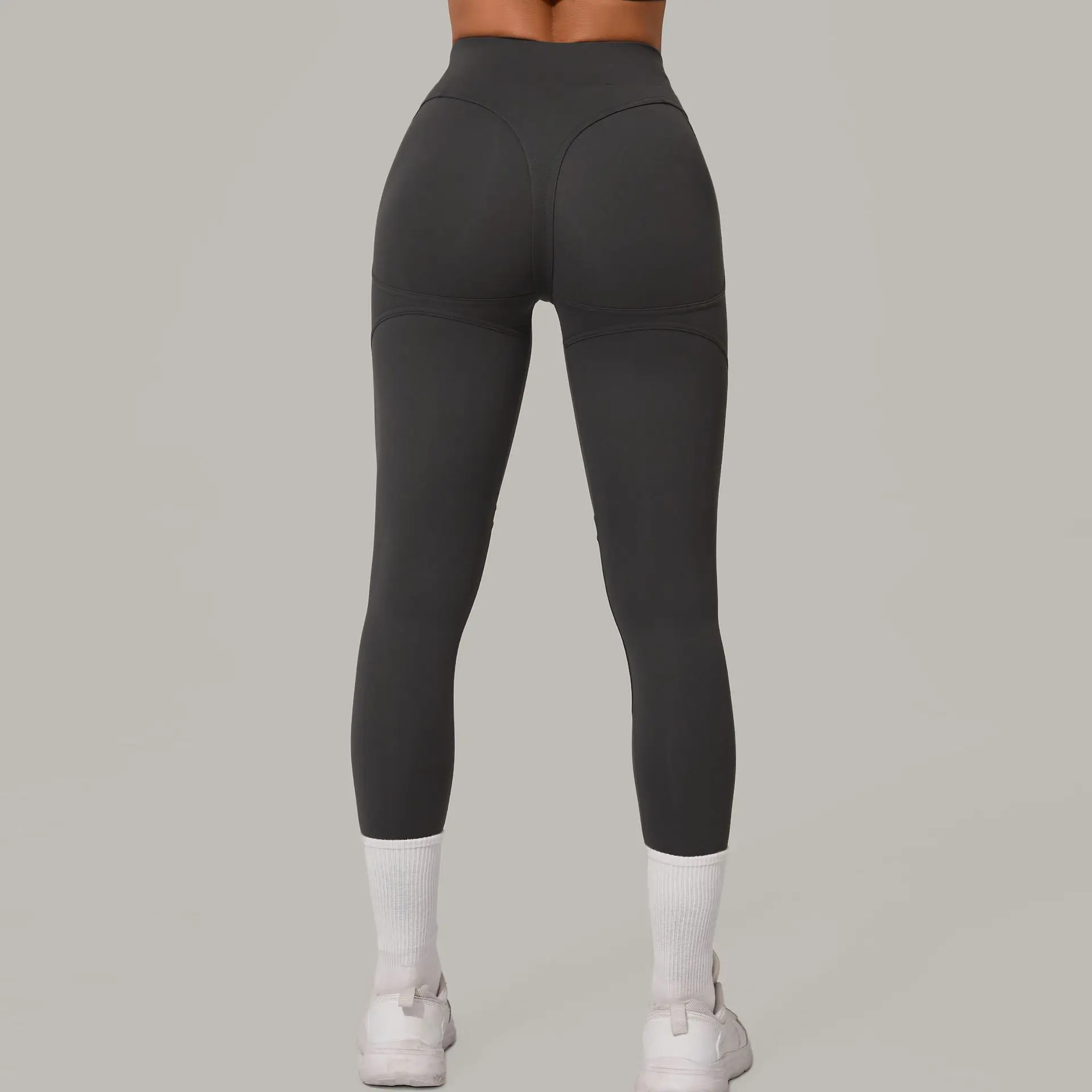 Legginsy push-up do biegania z efektem modelowania bioder Beżowy