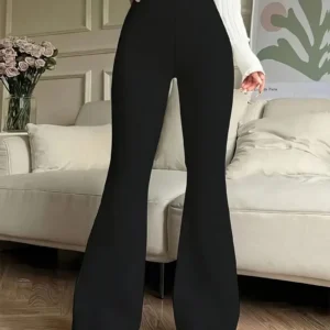 Legginsy rozszerzane z wysokim stanem do fitnessu Czarny