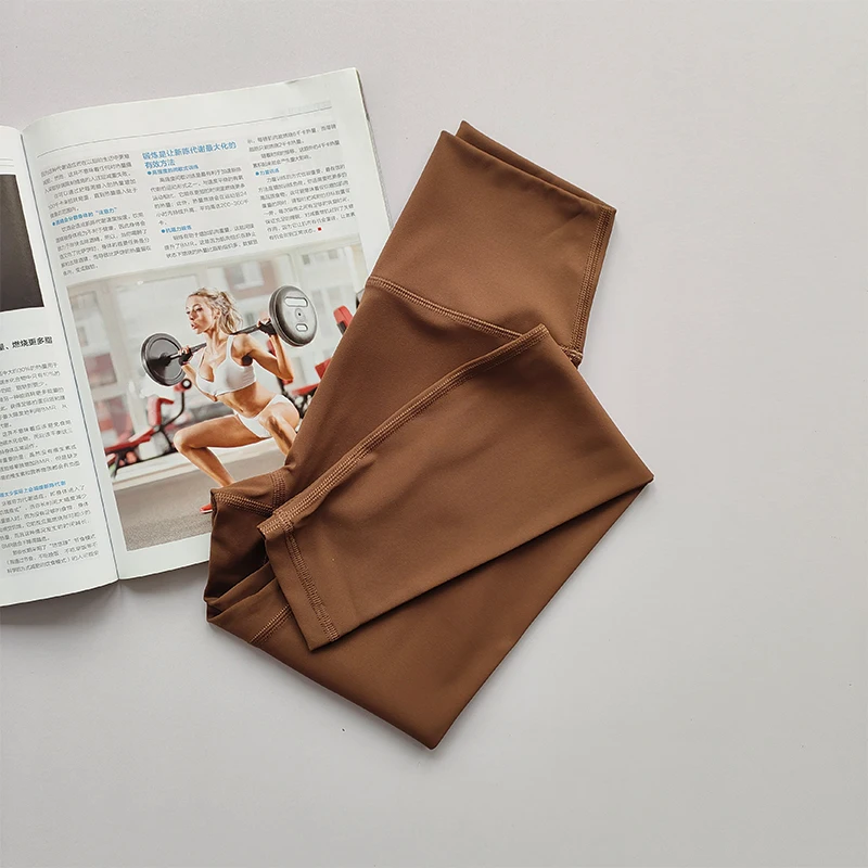 Legginsy sportowe damskie wysoki stan szybkoschnące fitness Brzoskwiniowy rumieniec