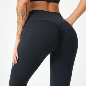 Legginsy sportowe modelujące pośladki szybkoschnące siłownia Czarny