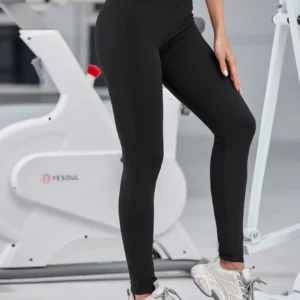 Legginsy sportowe damskie z efektem nagiej skóry do biegania Czarny