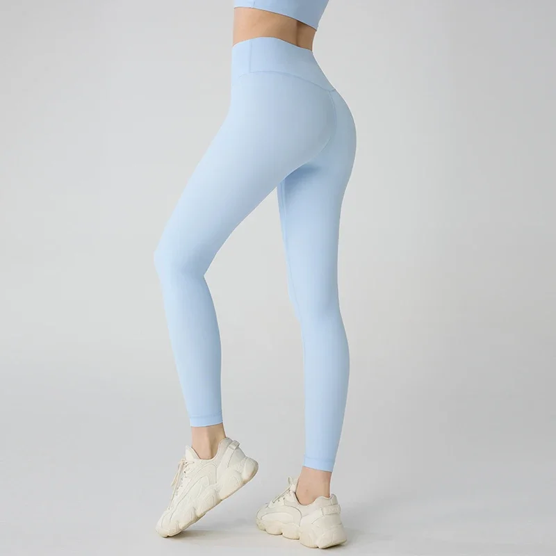 Legginsy sportowe z wysokim stanem, efekt drugiej skóry, oddychające Beżowy