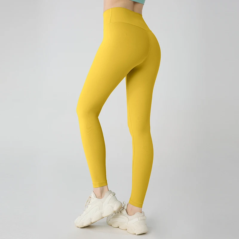 Legginsy sportowe z wysokim stanem, efekt drugiej skóry, oddychające Połównośliwy