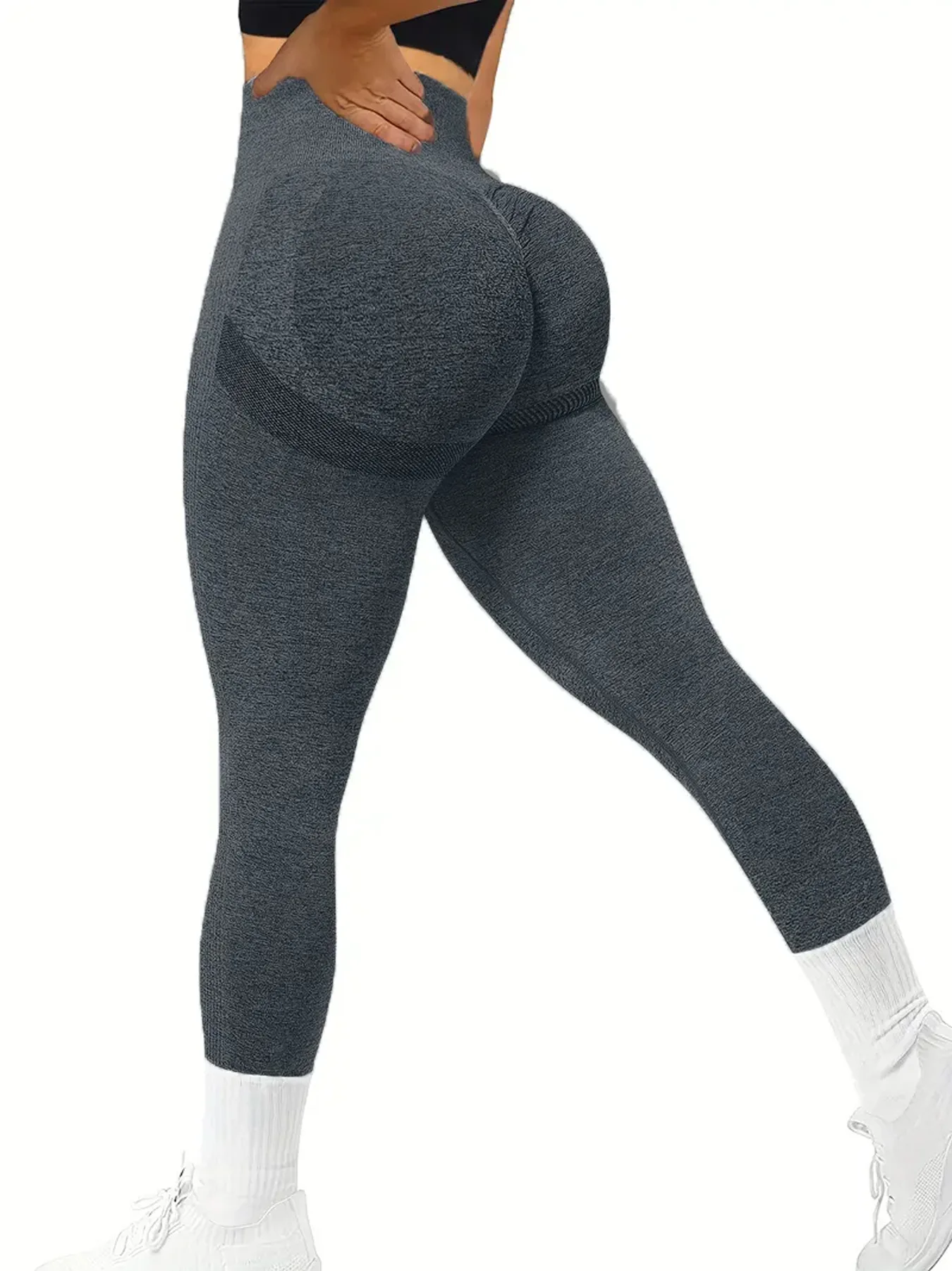 Legginsy sportowe damskie wyszczuplające na siłownię jednolite Armijna zieleń