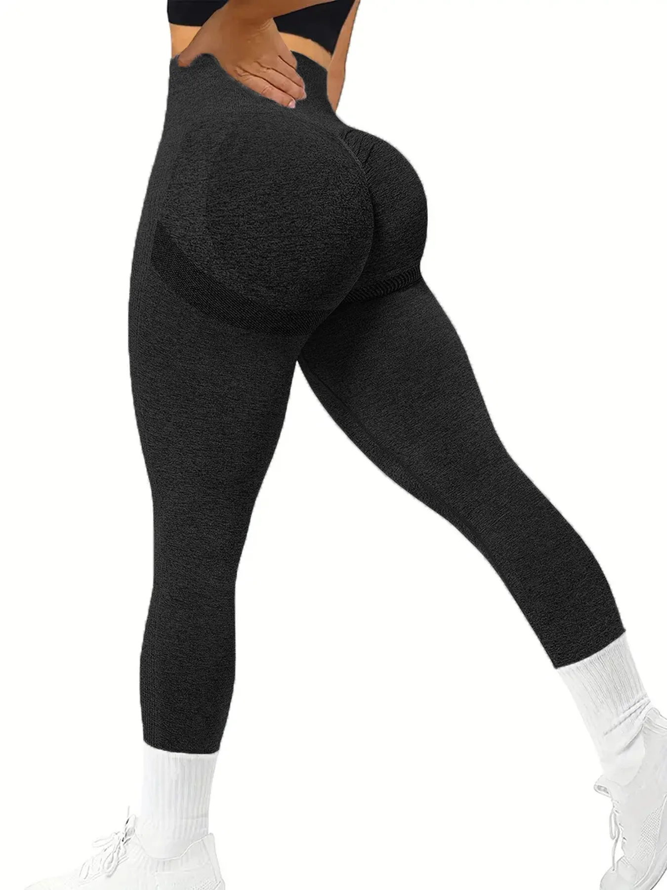 Legginsy sportowe damskie wyszczuplające na siłownię jednolite Ciemnoszary