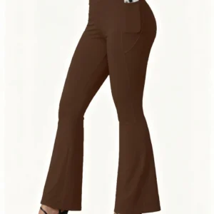 Legginsy z szerokimi nogawkami do jogi plus size z wysokim stanem Brązowy
