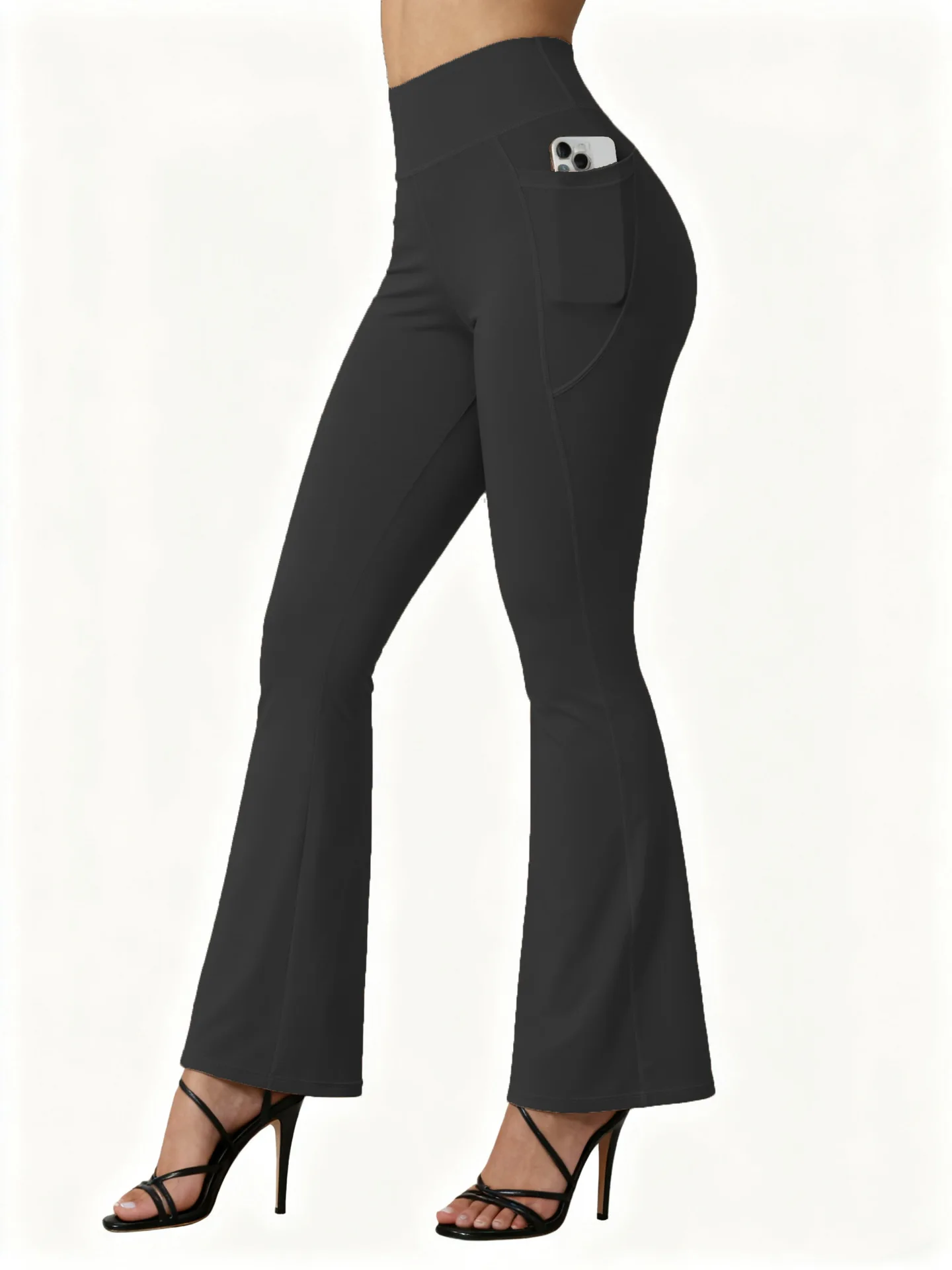 Legginsy z szerokimi nogawkami do jogi plus size z wysokim stanem Czarny