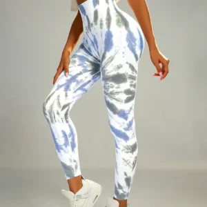 Legginsy tie-dye bezszwowe Push Up do jogi damskie Niebieski