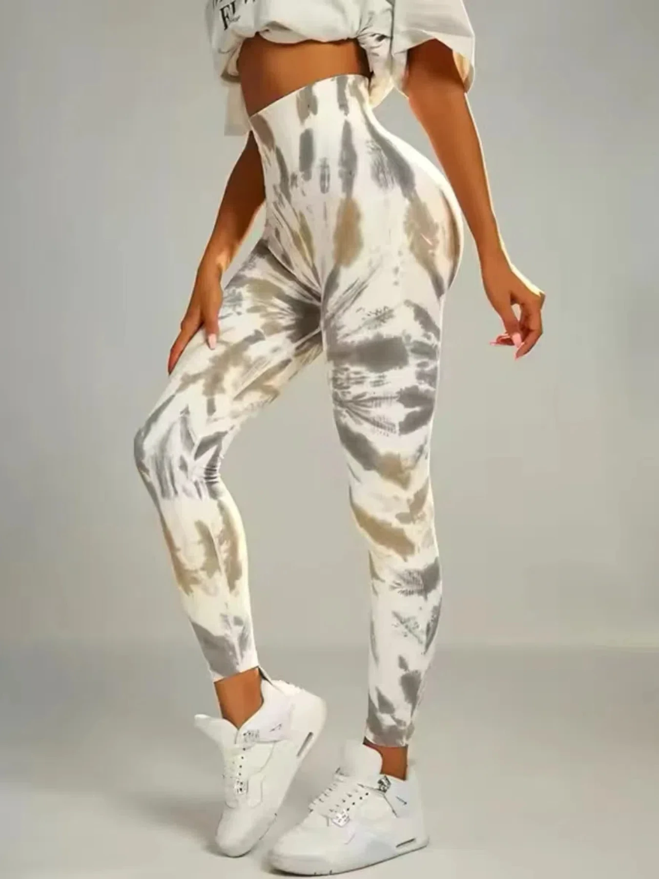 Legginsy tie-dye bezszwowe Push Up do jogi damskie Zielony