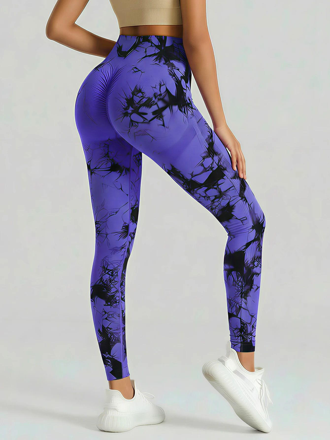Legginsy tie-dye bezszwowe z wysokim stanem modelujące pośladki Irisa fioletowa