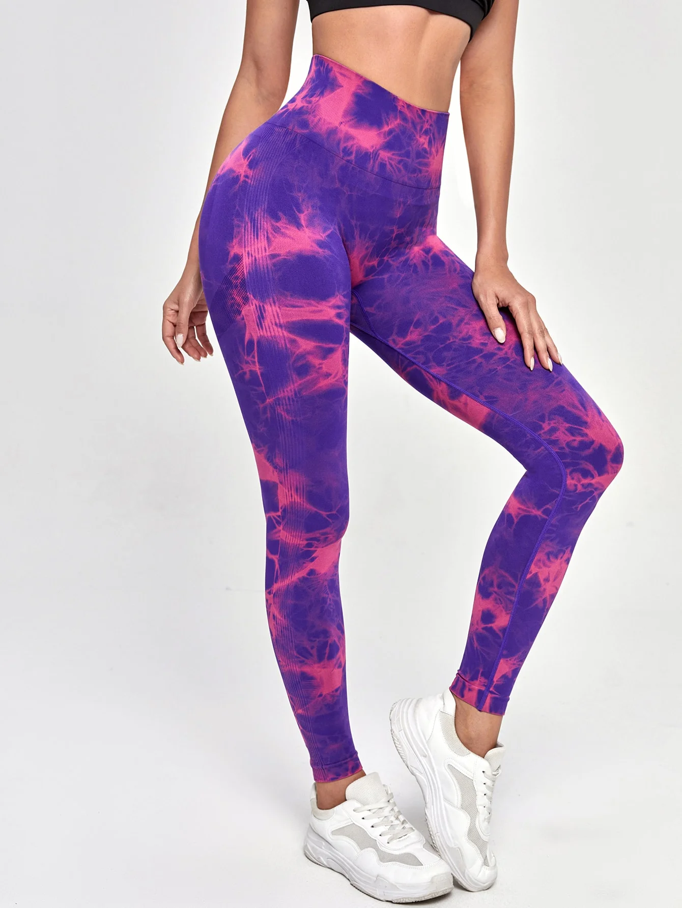 Legginsy tie-dye damskie do jogi miękkie elastyczne z wysokim stanem Złoto