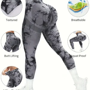 Legginsy tie-dye do jogi bezszwowe modelujące pośladki