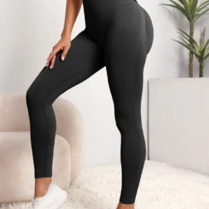 Legginsy wyszczuplające brzuch z wysokim stanem do biegania Czarny