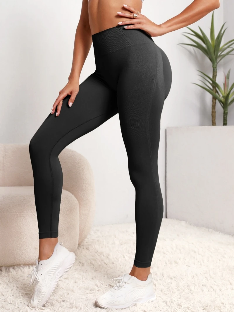 Legginsy wyszczuplające brzuch z wysokim stanem do biegania Czarny
