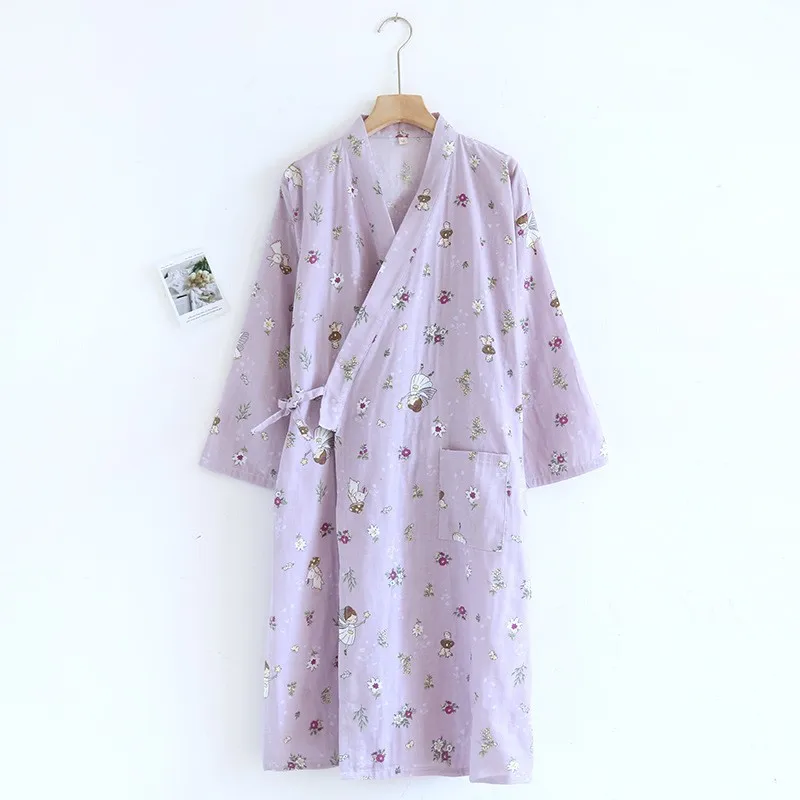 Lekka bawełniana piżama kimono yukata na lato Czerwony
