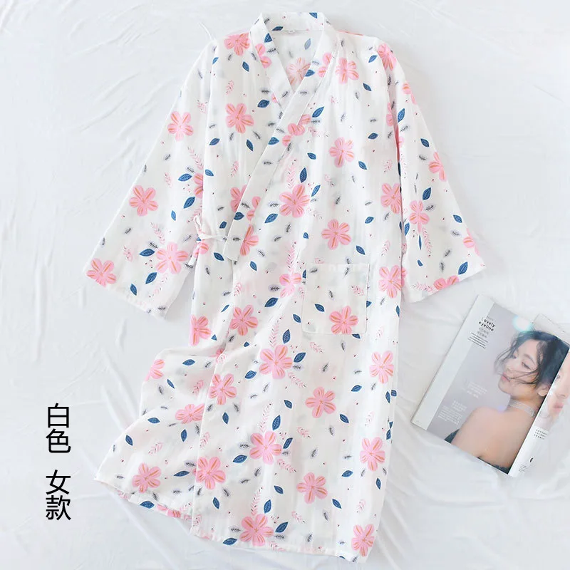 Lekka bawełniana piżama kimono yukata na lato Fuksja