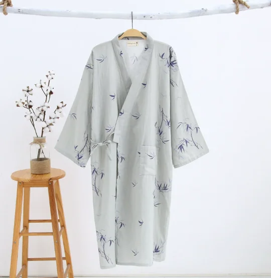 Lekka bawełniana piżama kimono yukata na lato Koralowa czerwona
