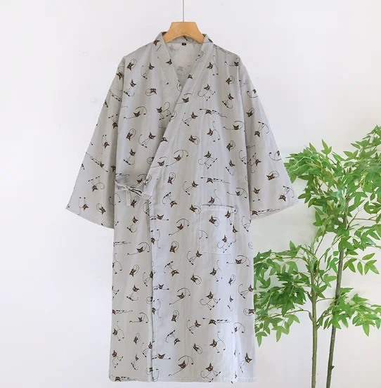 Lekka bawełniana piżama kimono yukata na lato Mięta