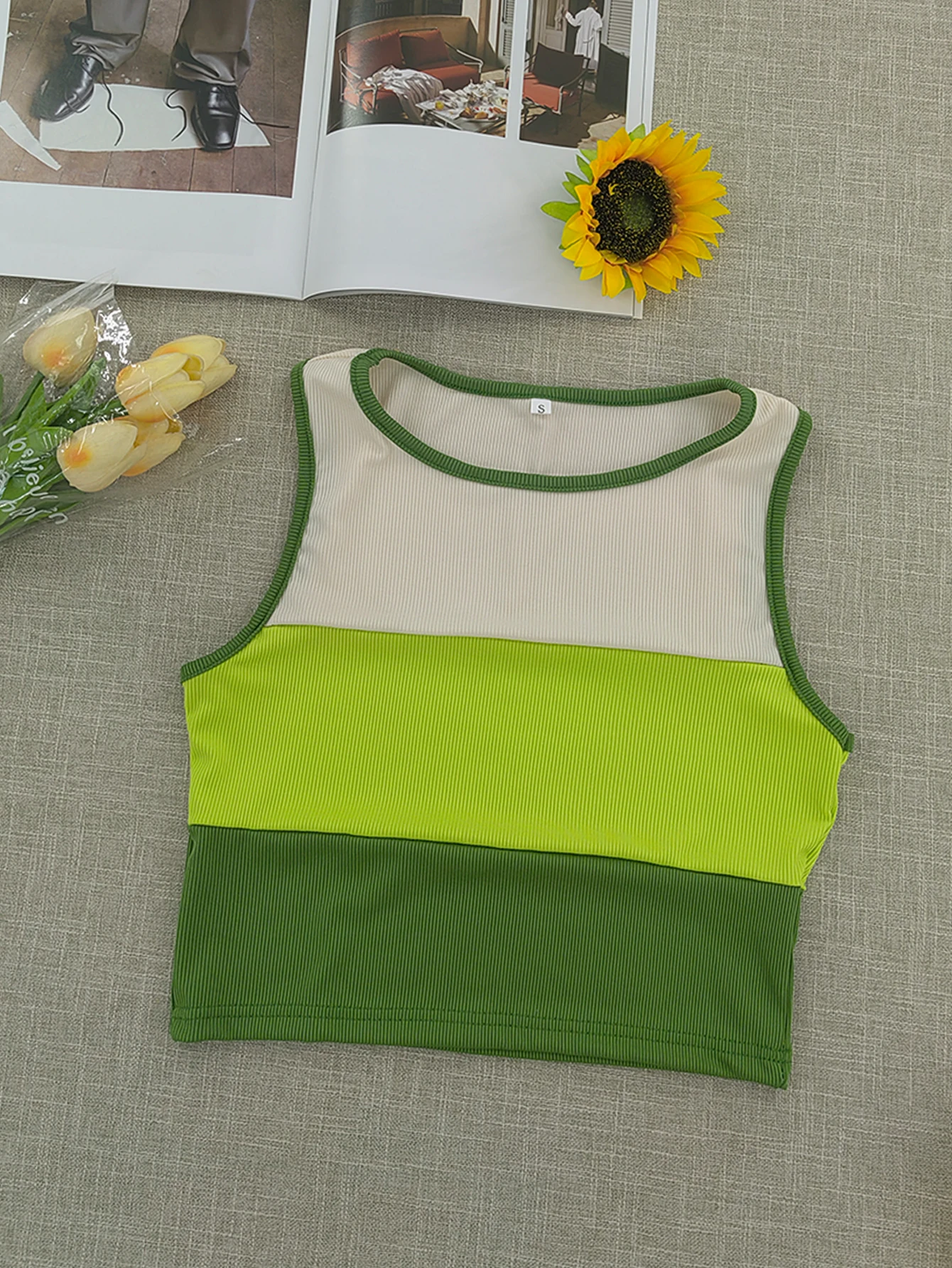 Letni crop top damski z nadrukiem Brasil streetwear Khaki