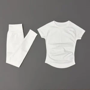 Dwuczęściowy letni komplet damski: T-shirt i spodnie z wysokim stanem Biały