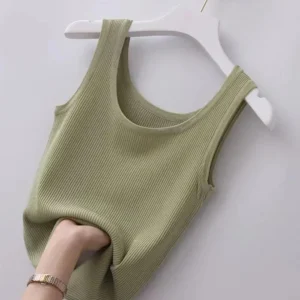 Letni top bez rękawów kamizelka damska elegancka Zielony