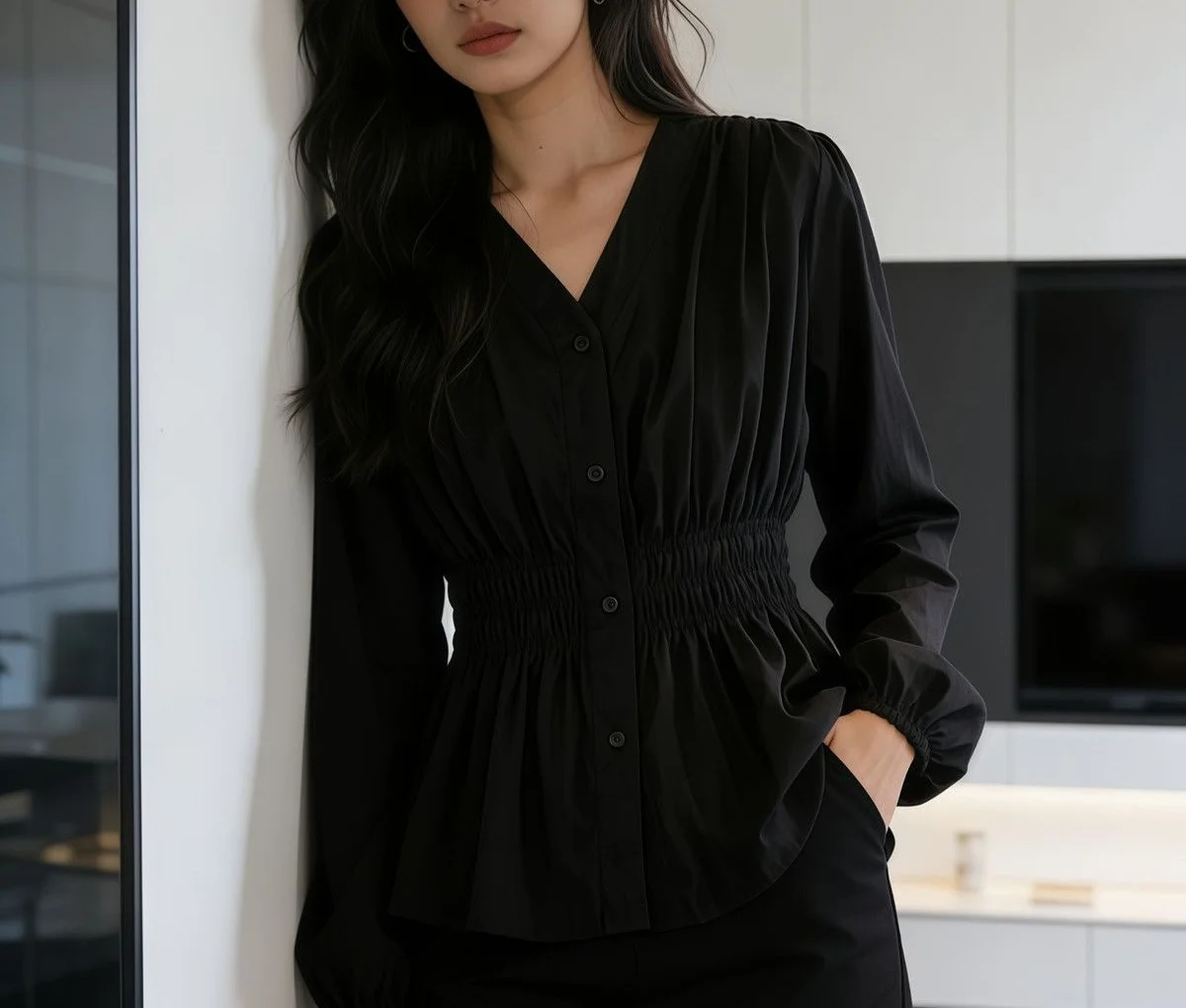 Letnia bluzka plus size z elastyczną talią styl francuski Kora