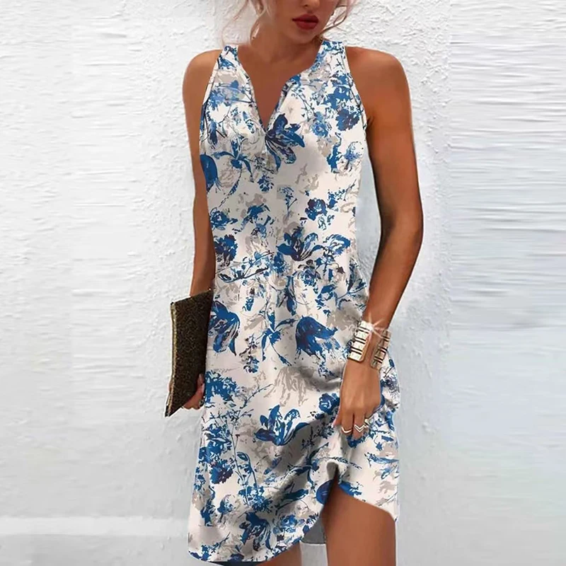 Letnia sukienka boho mini z kwiatowym nadrukiem 12