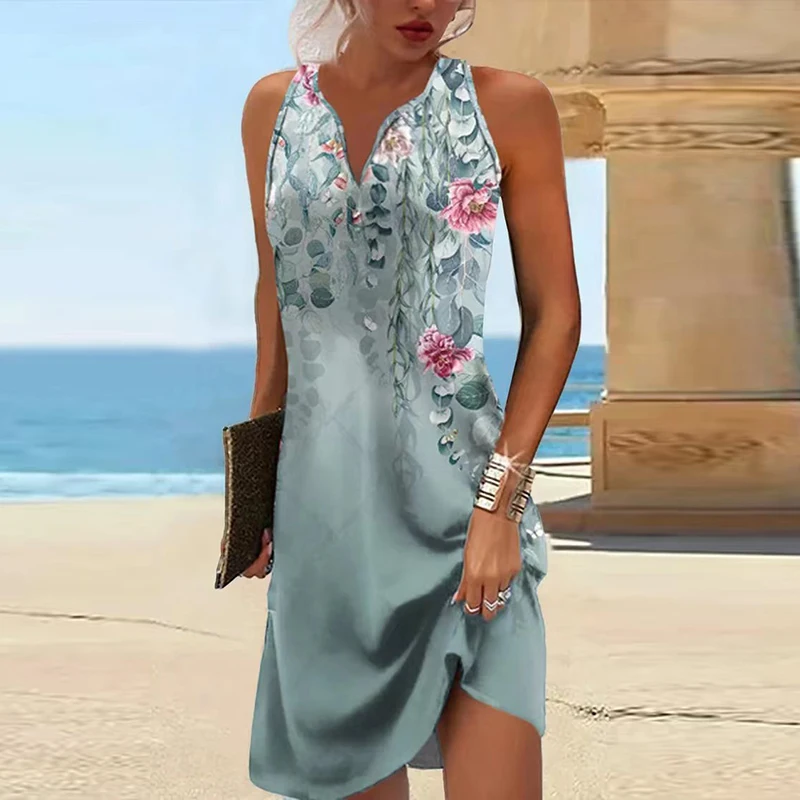 Letnia sukienka boho mini z kwiatowym nadrukiem 33
