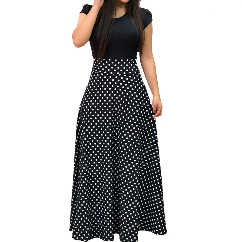 Letnia sukienka maxi w kwiaty boho z wysokim stanem 5XL Brązowy